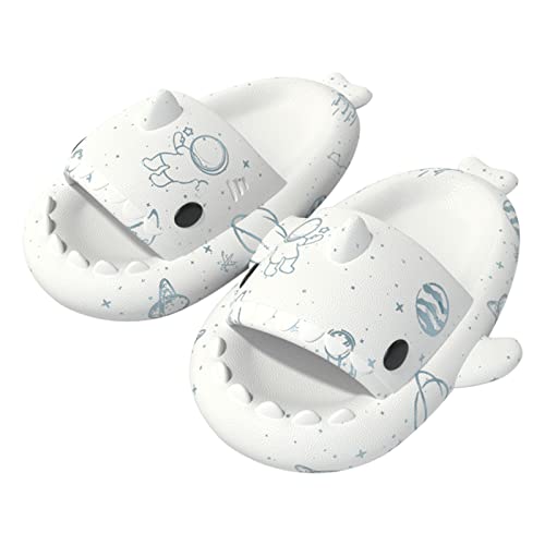 SearchI Niedlich Hai-Hausschuhe Damen Herren,Sommer Unisex Badeschuhe EVA Sandalen mit Dicken Sohlen Shark Slippers Slides Indoor Outdoor Sommer Badezimmer Pool Strand(Weiß,42/43 EU) von SearchI