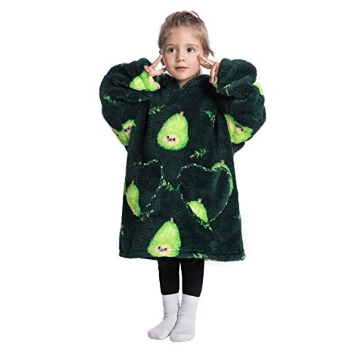 SearchI Tragbare Decke Hoodie für Kinder,Super Weiches Warmes und Bequemes Sherpa Hoodie Sweatshirt Blanket mit Tasche für kleine Mädchen und Jungen von SearchI