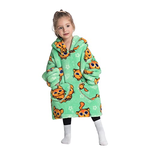 SearchI Tragbare Decke Hoodie für Kinder,Super Weiches Warmes und Bequemes Sherpa Hoodie Sweatshirt Blanket mit Tasche für kleine Mädchen und Jungen von SearchI