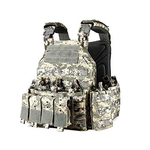 Searchyou Taktischer Plattenträger Weste, Tactical Weste für Herren im Freien für CS Feldweste Airsoft Paintball Wargame - ACU Camo von Searchyou