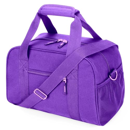 Kleiner Turnbeutel, 35,6 cm, Mini-Reisetasche für Damen und Herren, Handgepäck, leicht, für Reisen, Sport, Schwarz, Violett, 14 inch, 35,6 cm Basic Turnbeutel von Searock