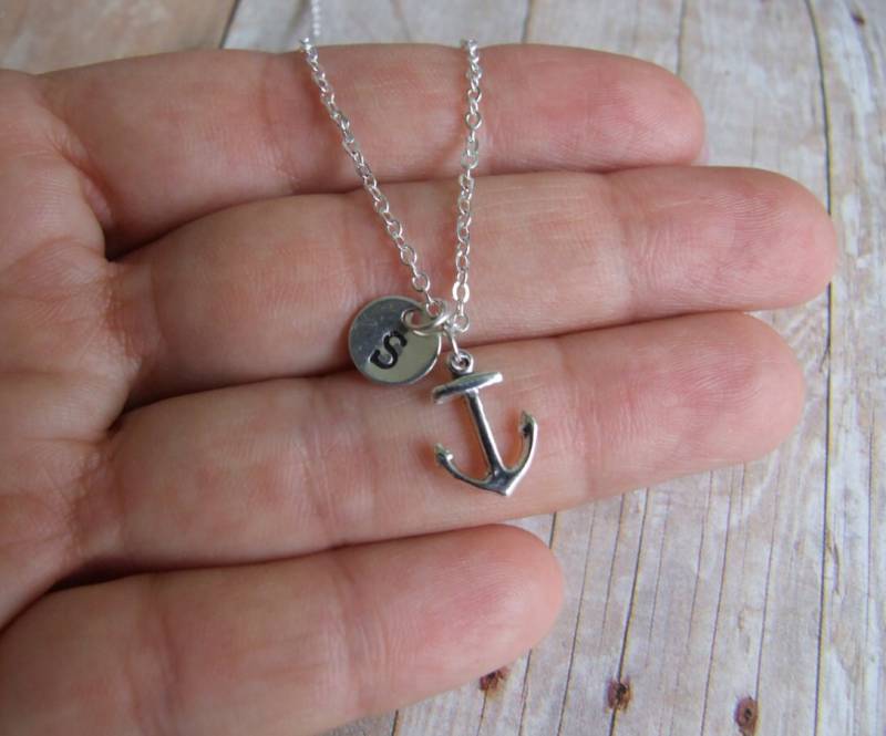 Anker-Halskette, Erste Halskette-Hand Gestempelt Halskette, Sterling Silber Halskette Anker-Halskette, Erste Halskette-Hand Gestempelt Halskette, Sterling Silber Halskette von SeashoreStories