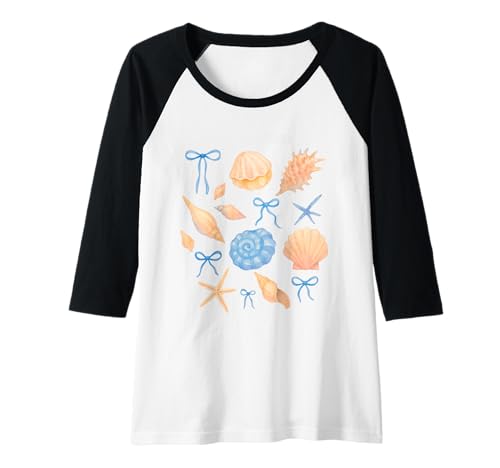 Damen Aquarell Muscheln Seestern Blau Bänder Strand Ästhetik Raglan Damen Aquarell Muscheln Seestern Blau Bänder Strand Ästhetik Raglan von Seaside Coastal Vibes Graphic Apparel Co.