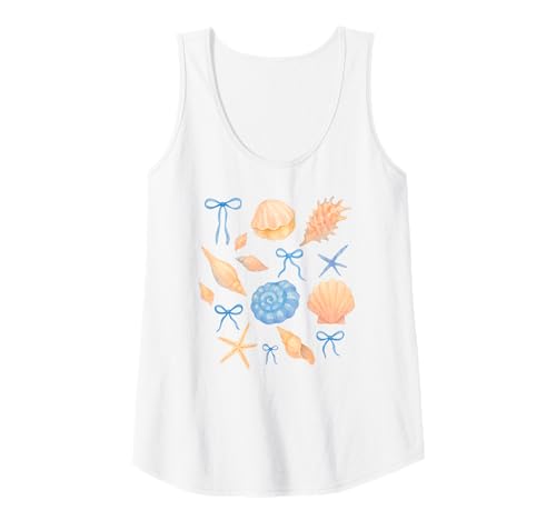 Damen Aquarell Muscheln Seestern Blau Bänder Strand Ästhetik Tank Top Damen Aquarell Muscheln Seestern Blau Bänder Strand Ästhetik Tank Top von Seaside Coastal Vibes Graphic Apparel Co.