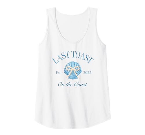 Damen Last Toast on The Coast Muschel Perle Schleife Bachelorette Vibe Tank Top Damen Last Toast on The Coast Muschel Perle Schleife Bachelorette Vibe Tank Top von Seaside Coastal Vibes Graphic Apparel Co.