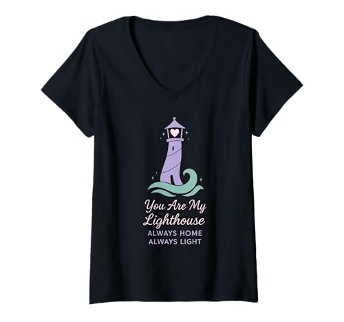 Damen Leuchtturm Nautische Küste Urlaub Lichtturm Beach Town T-Shirt mit V-Ausschnitt Damen Leuchtturm Nautische Küste Urlaub Lichtturm Beach Town T-Shirt mit V-Ausschnitt von Seaside Lighthouse Maritime Nostalgia Lighthouse