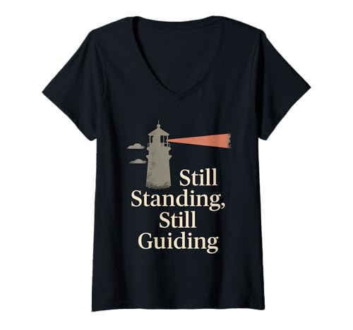 Damen Leuchtturm Nautische Küste Urlaub Lichtturm Beach Town T-Shirt mit V-Ausschnitt Damen Leuchtturm Nautische Küste Urlaub Lichtturm Beach Town T-Shirt mit V-Ausschnitt von Seaside Lighthouse Maritime Nostalgia Lighthouse