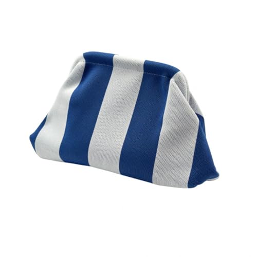 Seaside No.64 – Modernes Täschchen mit Schnappverschluss - stylische Clutch in versch. Designs - verwendbar als Beauty Bag/Kulturbeutel/Make Up Tasche (Breite Streifen blau/weiß) von Seaside No.64