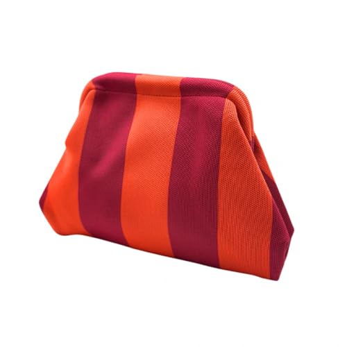 Seaside No.64 – Modernes Täschchen mit Schnappverschluss - stylische Clutch in versch. Designs - verwendbar als Beauty Bag/Kulturbeutel/Make Up Tasche (Breite Streifen magenta/orange) von Seaside No.64