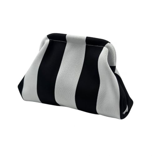 Seaside No.64 – Modernes Täschchen mit Schnappverschluss - stylische Clutch in versch. Designs - verwendbar als Beauty Bag/Kulturbeutel/Make Up Tasche (Breite Streifen schwarz/weiß) von Seaside No.64