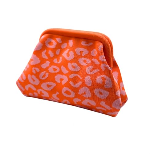 Seaside No.64 – Modernes Täschchen mit Schnappverschluss - stylische Clutch in versch. Designs - verwendbar als Beauty Bag/Kulturbeutel/Make Up Tasche (Leo orange/rosa) von Seaside No.64