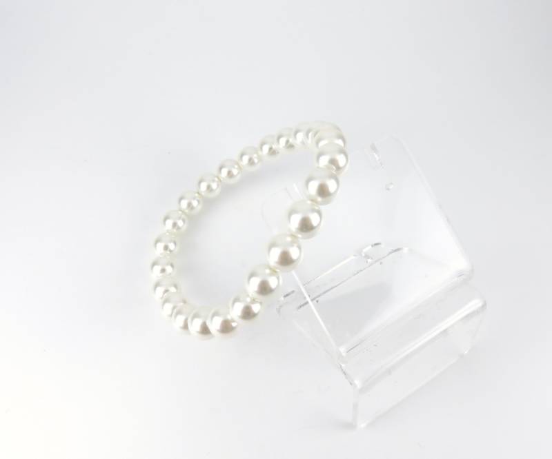 Weißes Perlen Stretch Perlenarmband/Perlmutt von SeasideAveCo