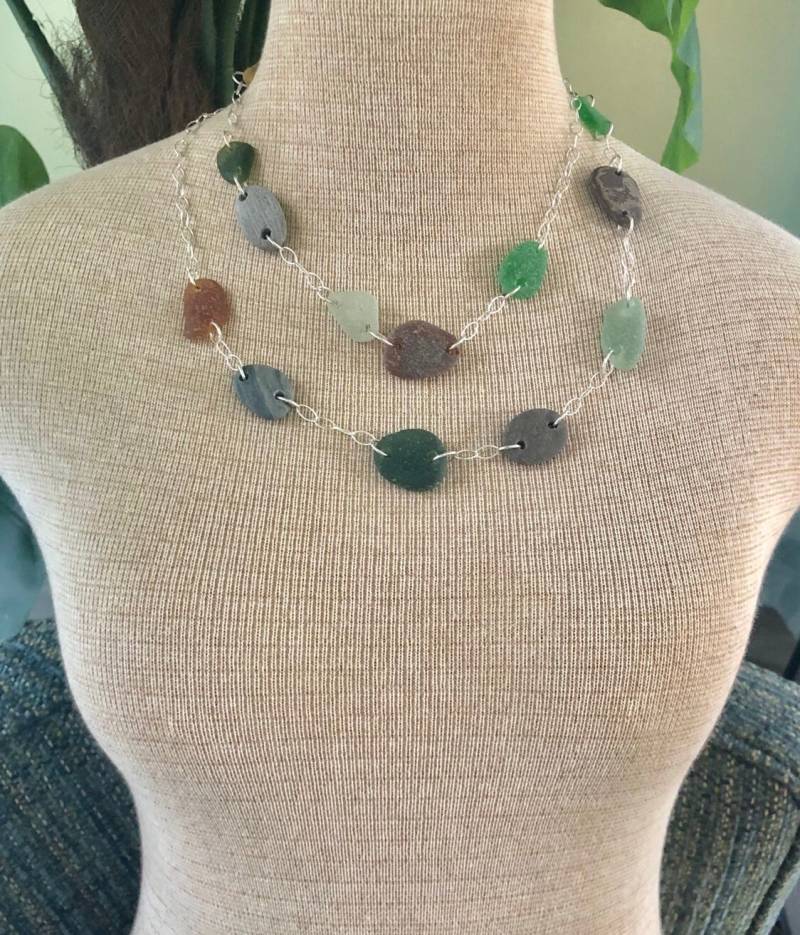 Halskette Mit Strandsteinen Und Meerglas von Seasidebyarlene3