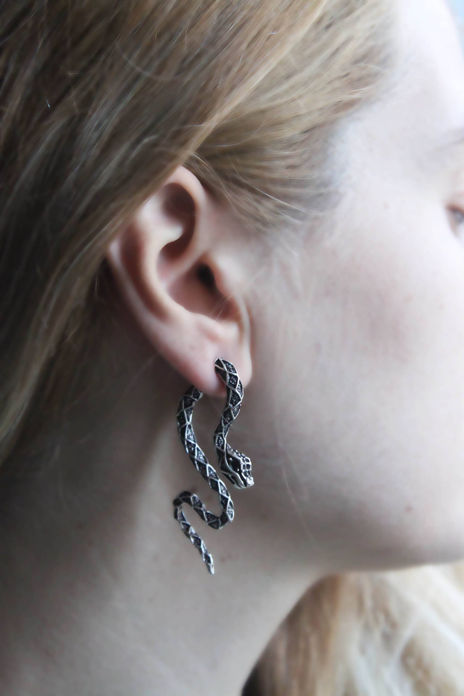Doppelseitige Schlangen Ohrringe, Silber Schlange Zweiseitige Tier Paar Ohrringemutter Tagesgeschenke von SeasidesJewelry