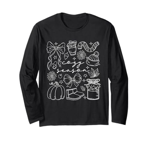 Cozy Season Herbst Kürbis Herbst Schleife Kerze Hut Schal Stiefel Langarmshirt Cozy Season Herbst Kürbis Herbst Schleife Kerze Hut Schal Stiefel Langarmshirt von Seasonal Cozy Autumn Fall Holiday Graphic Outfit