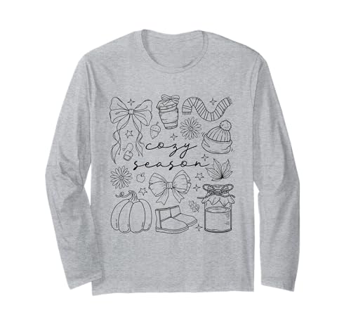 Cozy Season Herbst Kürbis Herbst Schleife Kerze Hut Schal Stiefel Langarmshirt Cozy Season Herbst Kürbis Herbst Schleife Kerze Hut Schal Stiefel Langarmshirt von Seasonal Cozy Autumn Fall Holiday Graphic Outfit