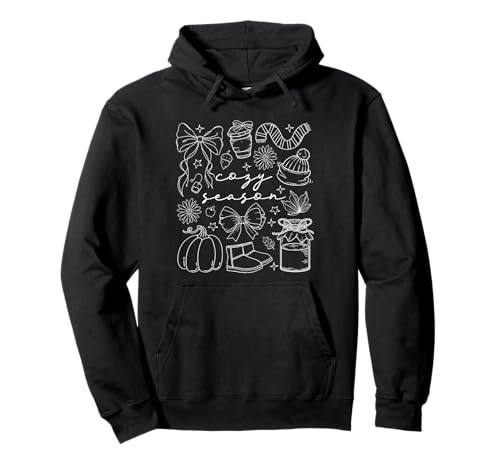 Cozy Season Herbst Kürbis Herbst Schleife Kerze Hut Schal Stiefel Pullover Hoodie von Seasonal Cozy Autumn Fall Holiday Graphic Outfit