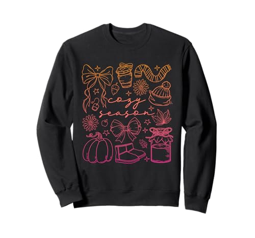 Cozy Season Herbst Kürbis Herbst Schleife Kerze Hut Schal Stiefel Sweatshirt Cozy Season Herbst Kürbis Herbst Schleife Kerze Hut Schal Stiefel Sweatshirt von Seasonal Cozy Autumn Fall Holiday Graphic Outfit