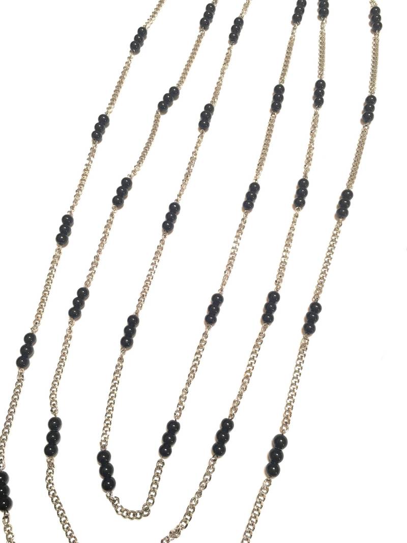100-Zoll-Halskette An Dunkler Versilberter Kette Mit Schwarzen Glasperlen 100-Zoll-Halskette An Dunkler Versilberter Kette Mit Schwarzen Glasperlen von SeasonalMarie