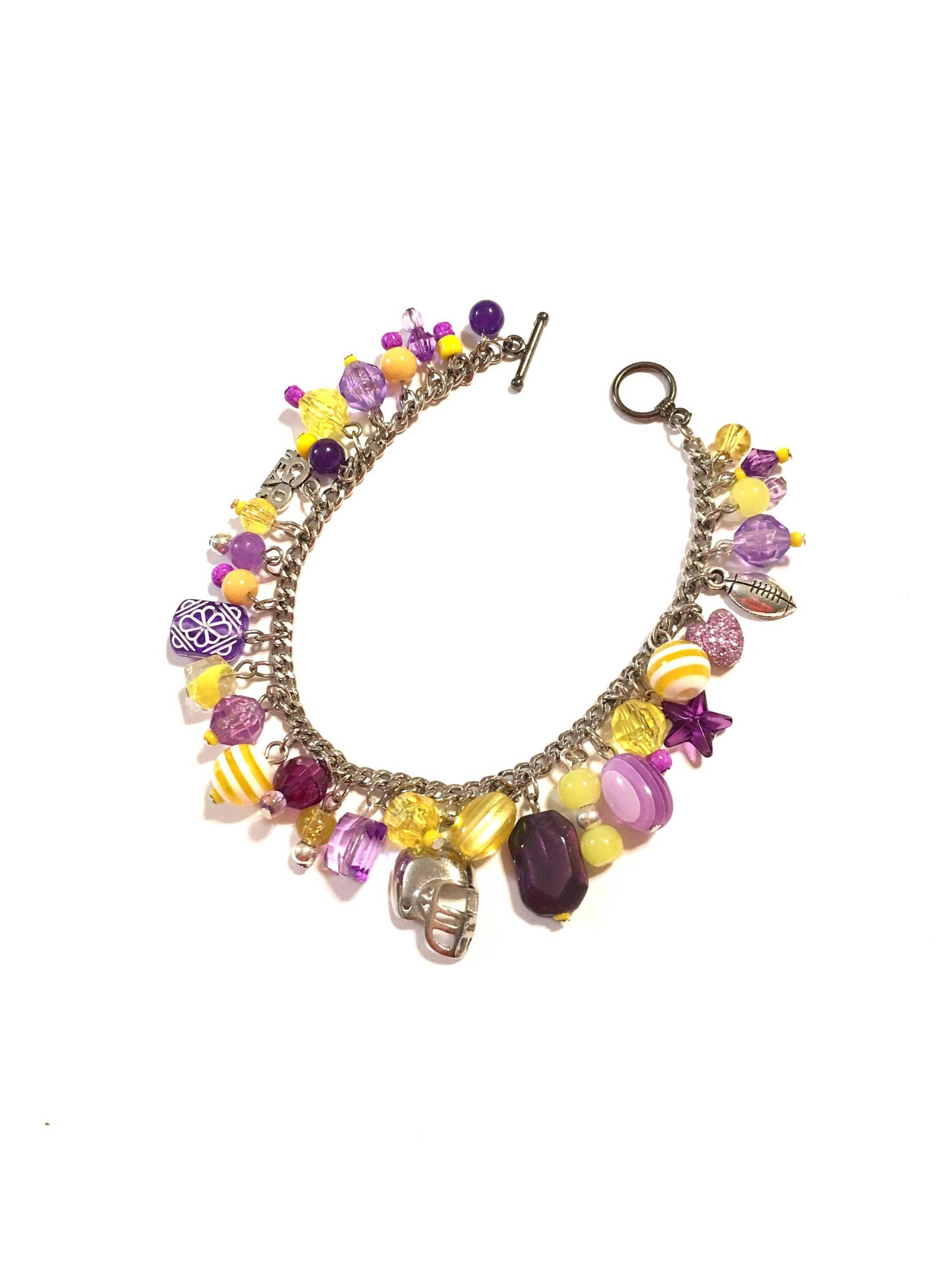 Armband. Fußball. Lila Und Gelb. Goldfarben. 8, 5 Zoll. Sport. Geschenk von SeasonalMarie