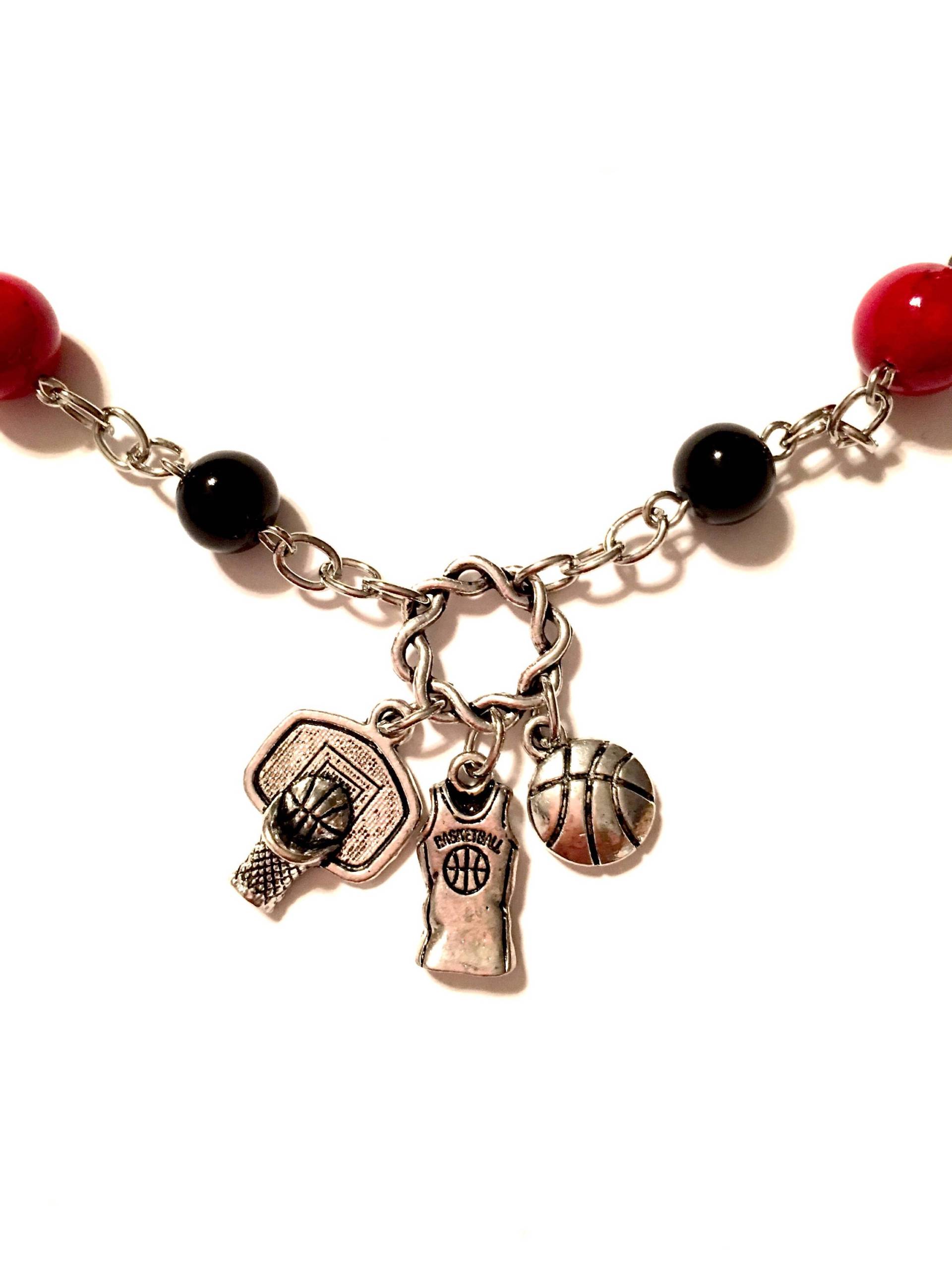 Charm Halskette. Basketball Charms. Rot Und Schwarz von SeasonalMarie