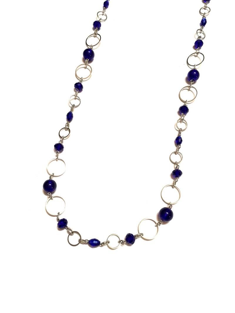 Halskette. Perlen. Blau. Silberkette. Schmuck von SeasonalMarie