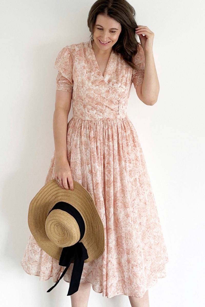 Vintage Laura Ashley Kleid | 12 Frühling Sommer Peach Floral Event Hochzeits-Gastkleid von SeasonallyDressed