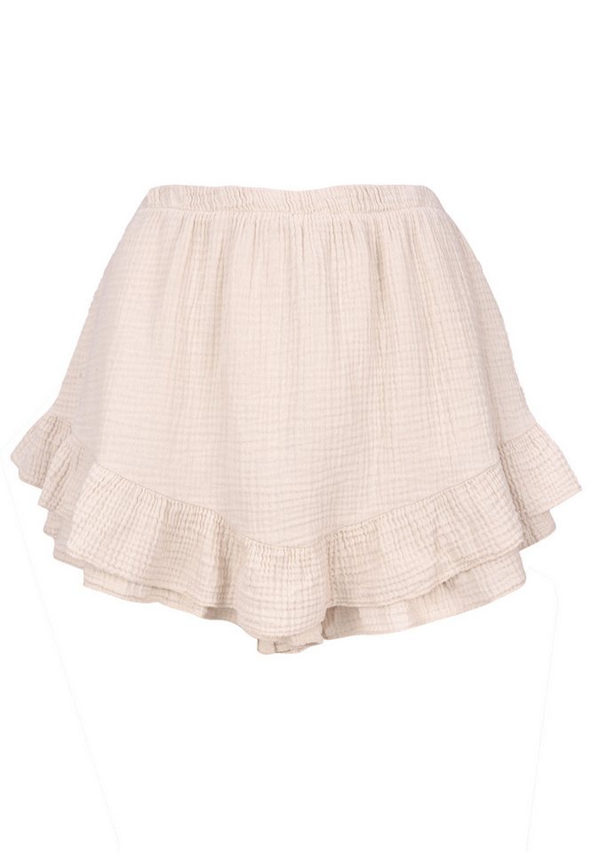 Seasons of April A-Linien-Rock LORENA MUSSELIN Kurzer Damen Hosen Rock aus Musselin mit Rüschen, 100% Baumwolle von Seasons of April