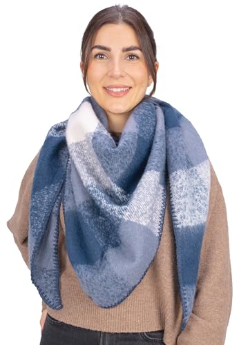 Seasons of April Bunter, kuschelig weicher Damen Schal in dreieck Form - Greta (R80 Blau Mix) von Seasons of April