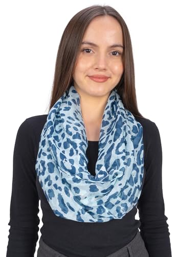 Seasons of April Damen Loop Schal – Hochwertiger Viskose-Seide Mix mit Animal-Print | Dünn, Leicht, Weich - Kiwi (M272 Blau) von Seasons of April