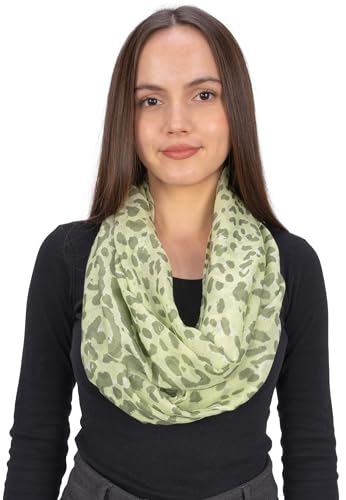 Seasons of April Damen Loop Schal – Hochwertiger Viskose-Seide Mix mit Animal-Print | Dünn, Leicht, Weich - Kiwi (M275 Grün) von Seasons of April