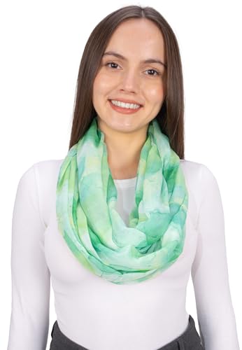 Seasons of April Damen Loop Schal – Weiches, Leichtes & Luftiges Design mit Aquarell-Effekt | Stilvolles Accessoire - Lissy (M260 Grün) von Seasons of April