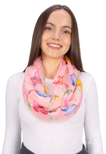 Seasons of April Damen Loop Schal mit Aquarell Schmetterlingsmuster, Weich, Leicht & Dünn aus Viskose-Seide - Emily (M244 Altrosa) von Seasons of April