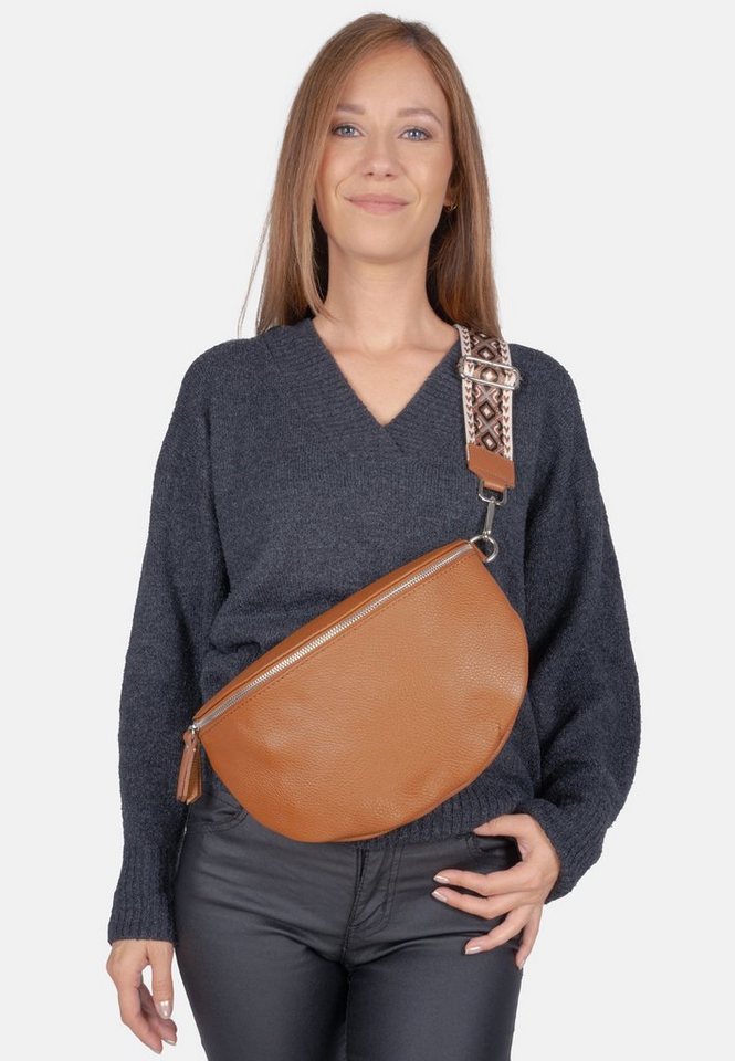 Seasons of April Gürteltasche Crossbody Bag Jaime, Große Schultertasche Umhängetasche aus 100% Leder mit breitem Gurt von Seasons of April