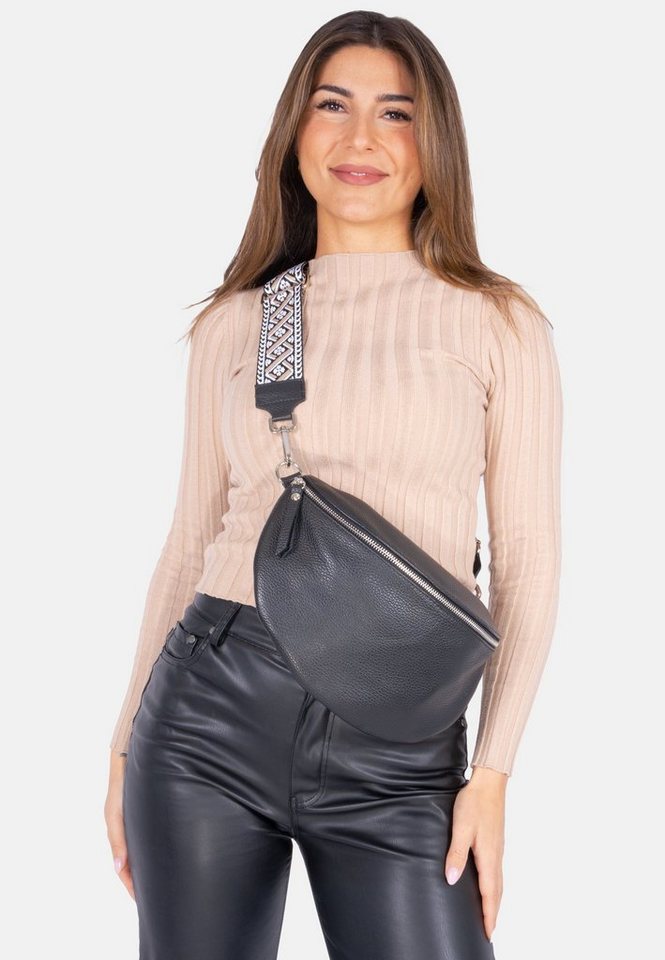 Seasons of April Gürteltasche Crossbody Bag Jaime, Große Schultertasche Umhängetasche aus 100% Leder mit breitem Gurt von Seasons of April