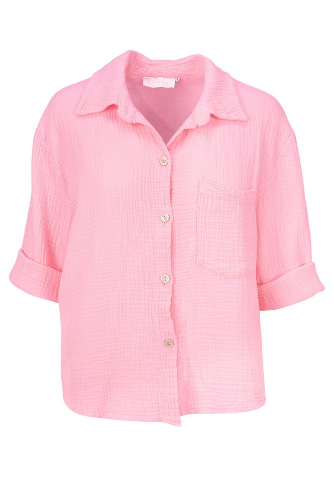 Seasons of April Hemdbluse CELINA MUSSELIN Kurze Damen Musselin Bluse mit Tasche, 100% Baumwolle, luftig locker von Seasons of April