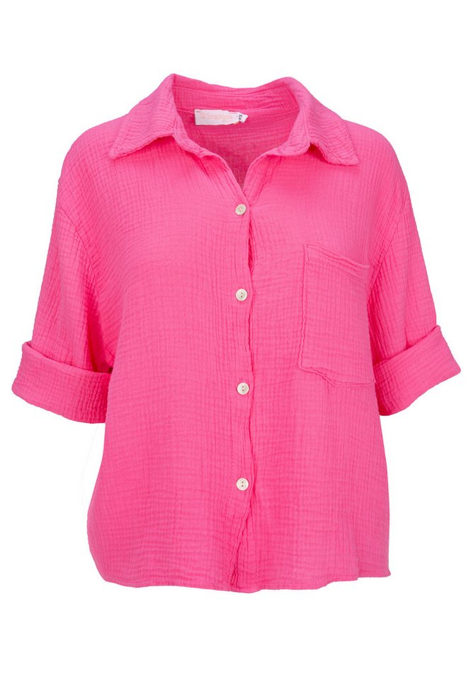 Seasons of April Hemdbluse CELINE MUSSELIN Kurze Damen Musselin Bluse mit Tasche, 100% Baumwolle, luftig locker Seasons of April Hemdbluse CELINE MUSSELIN Kurze Damen Musselin Bluse mit Tasche, 100% Baumwolle, luftig locker von Seasons of April