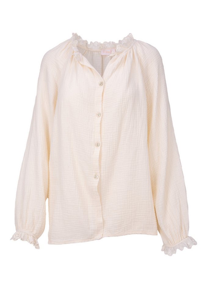 Seasons of April Hemdbluse EMMA MUSSELIN OVERSIZED Oversized Musselinbluse mit Spitze aus 100% Cotton – locker & luftig von Seasons of April