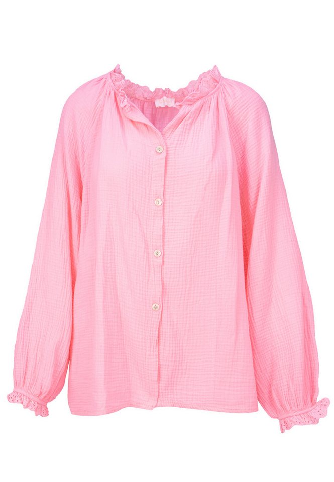 Seasons of April Hemdbluse EMMA MUSSELIN OVERSIZED Oversized Musselinbluse mit Spitze aus 100% Cotton – locker & luftig von Seasons of April