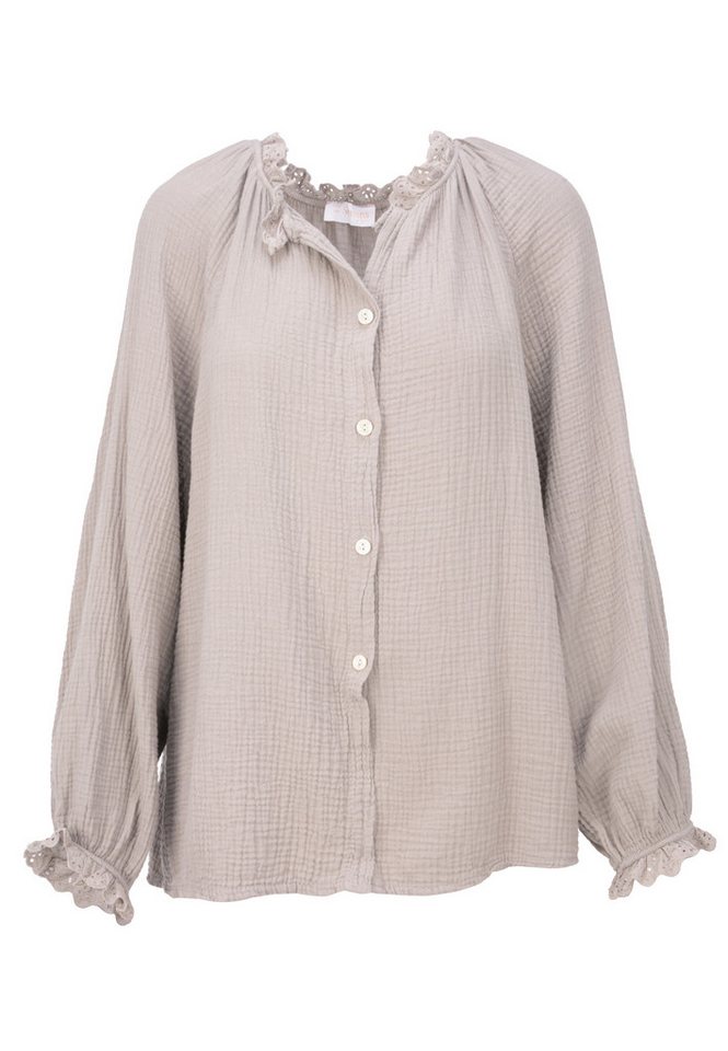 Seasons of April Hemdbluse EMMA MUSSELIN OVERSIZED Oversized Musselinbluse mit Spitze aus 100% Cotton – locker & luftig von Seasons of April
