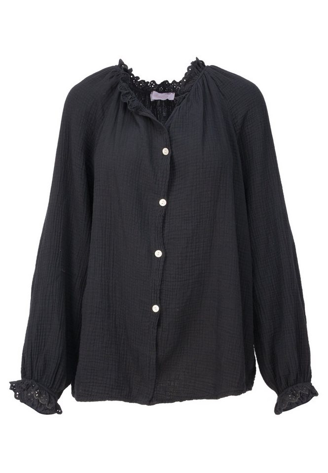 Seasons of April Hemdbluse EMMA MUSSELIN OVERSIZED Oversized Musselinbluse mit Spitze aus 100% Cotton – locker & luftig von Seasons of April