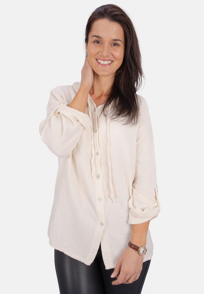 Seasons of April Hemdbluse Musselin Camila Oversized 100% Baumwolle Musselinbluse: Oversized, Halbarm & Kapuze von Seasons of April