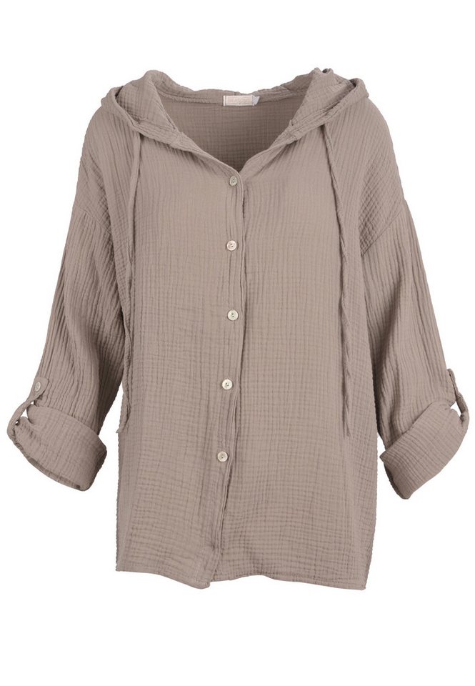 Seasons of April Hemdbluse Musselin Camila Oversized 100% Baumwolle Musselinbluse: Oversized, Halbarm & Kapuze von Seasons of April