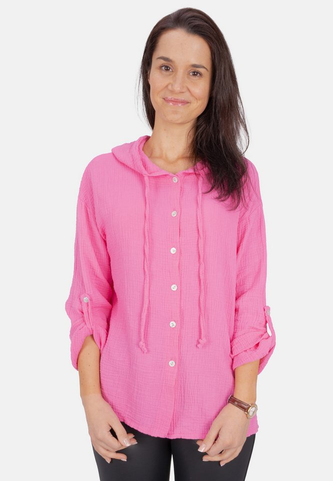 Seasons of April Hemdbluse Musselin Camila Oversized 100% Baumwolle Musselinbluse: Oversized, Halbarm & Kapuze von Seasons of April