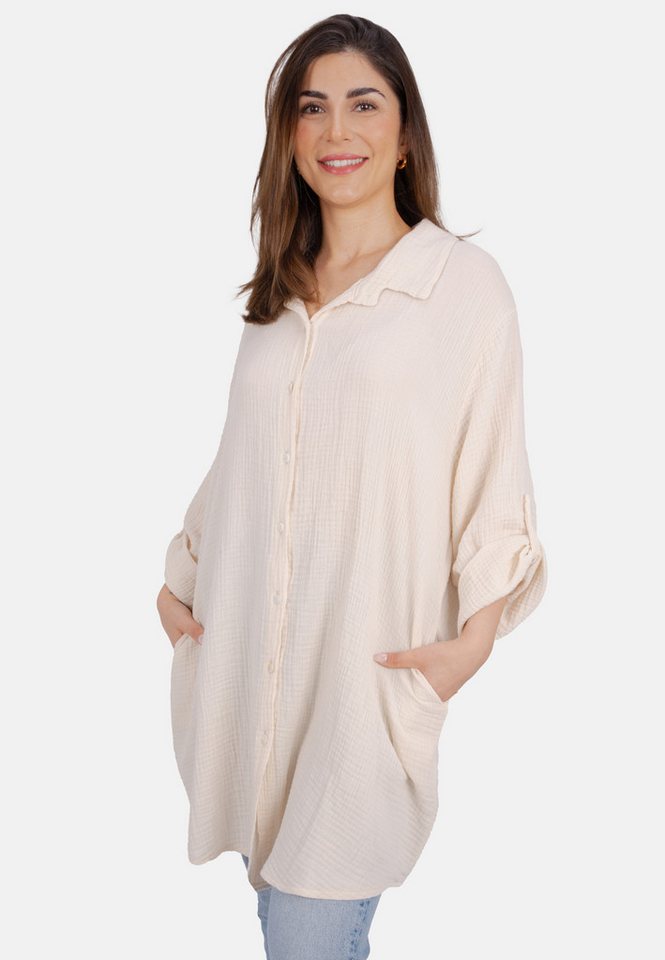 Seasons of April Hemdbluse Oversized Musselinbluse Jessy (1-tlg) Musselin Hemdbluse mit Knopfverschluss 100% Baumwolle von Seasons of April