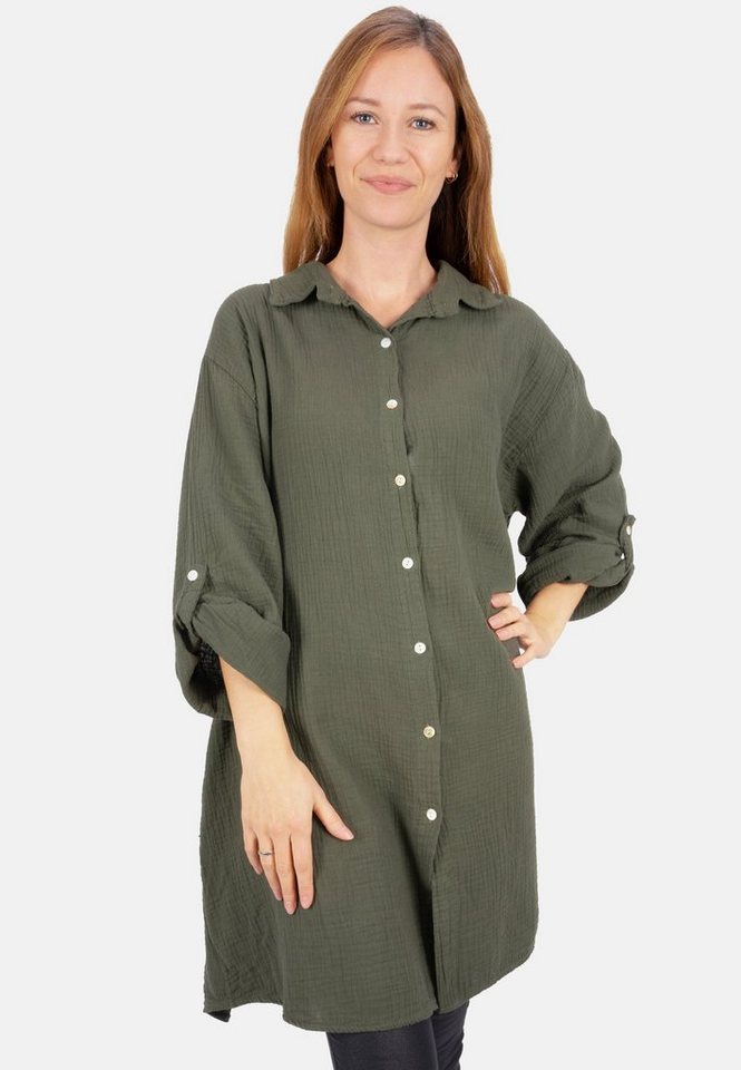 Seasons of April Hemdbluse Oversized Musselinbluse Jessy (1-tlg) Musselin Hemdbluse mit Knopfverschluss 100% Baumwolle von Seasons of April