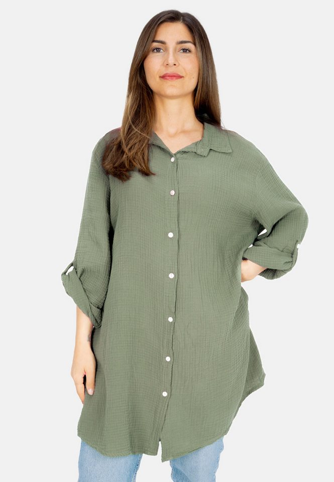Seasons of April Hemdbluse Oversized Musselinbluse Jessy (1-tlg) Musselin Hemdbluse mit Knopfverschluss 100% Baumwolle von Seasons of April