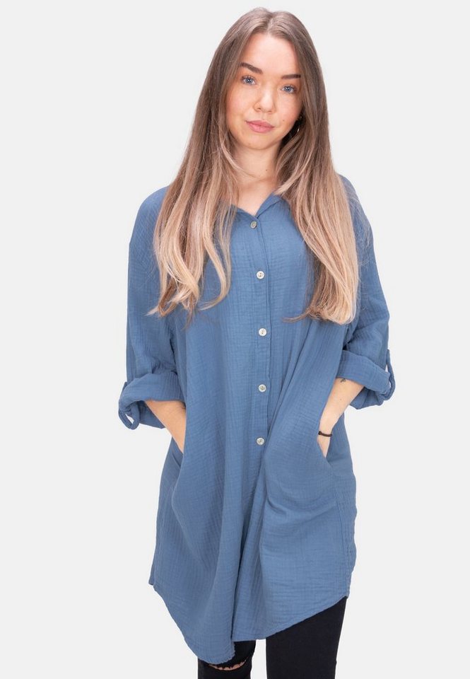 Seasons of April Hemdbluse Oversized Musselinbluse Jessy (1-tlg) Musselin Hemdbluse mit Knopfverschluss 100% Baumwolle von Seasons of April