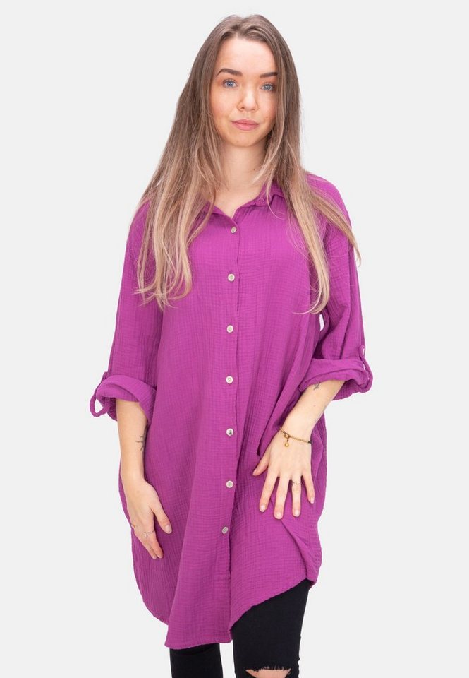 Seasons of April Hemdbluse Oversized Musselinbluse Jessy (1-tlg) Musselin Hemdbluse mit Knopfverschluss & Taschen 100% Baumwolle Seasons of April Hemdbluse Oversized Musselinbluse Jessy (1-tlg) Musselin Hemdbluse mit Knopfverschluss & Taschen 100% Baumwolle von Seasons of April