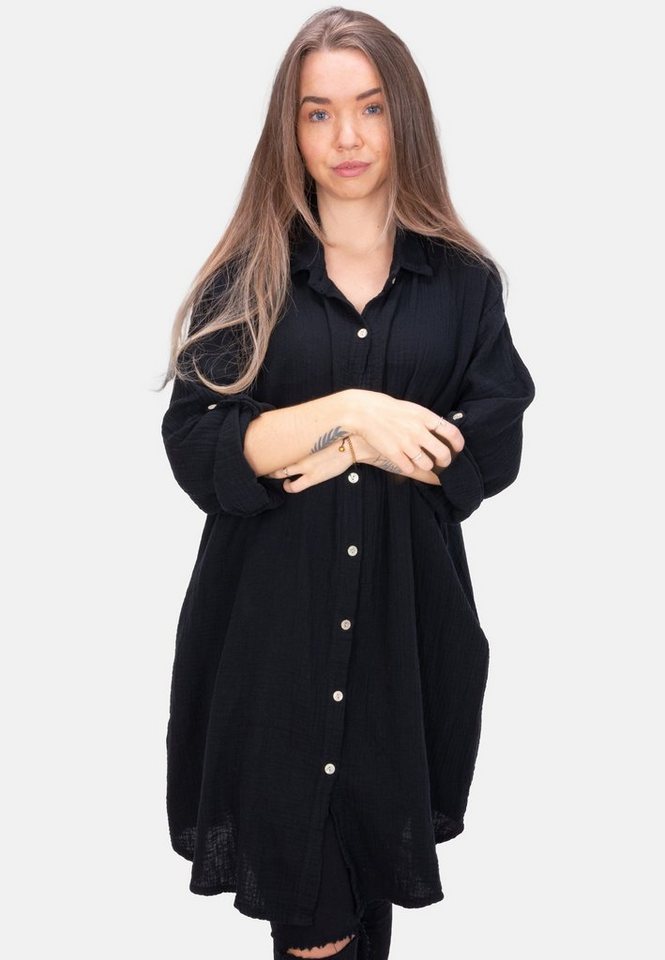 Seasons of April Hemdbluse Oversized Musselinbluse Jessy (1-tlg) Musselin Hemdbluse mit Knopfverschluss & Taschen 100% Baumwolle von Seasons of April
